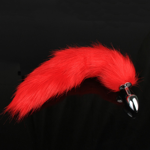Fox tail metal anal plug outing SM toy couple sex products sexy female backcourt beads anal expansion strip