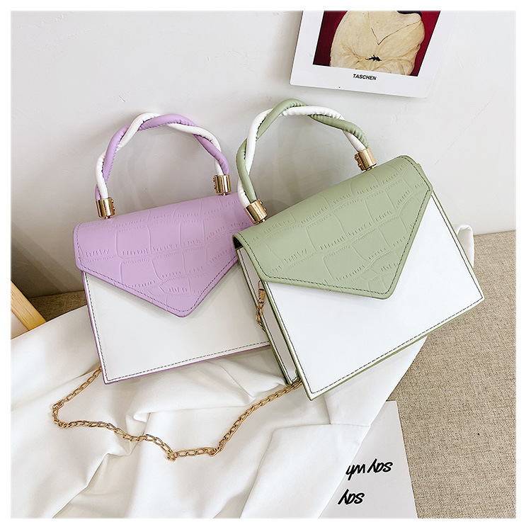 Women's Medium Pu Leather Color Block Fashion Square Magnetic Buckle Crossbody Bag display picture 4