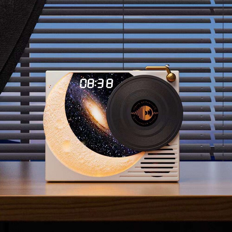 New vinyl record player Bluetooth music sound desktop speaker USB charging moon clock starry sky gift New vinyl record player Bluetooth music sound desktop speaker USB charging moon clock starry sky gift