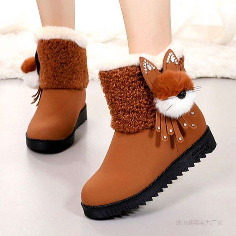 Girls' Boots 15 Years Old Autumn and Winter Snow Shoes 2025 New Style 13 Medium and Large Kidsren's Cotton Shoes 12 Fleece-Lined Short Boots 10 Girls