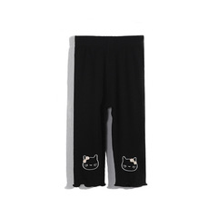 Children's three-quarter leggings, breathable and stretchy summer children's pants, fungus hem, kitten bow, thin children's pants