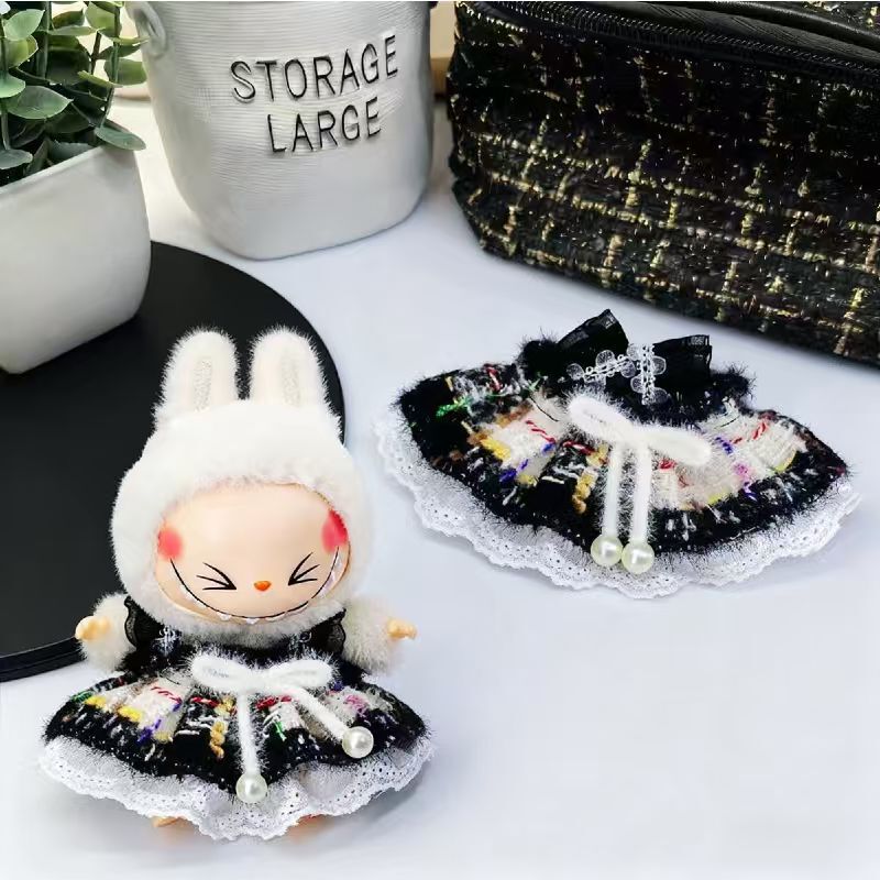 Only Clothes for Sale] Lop-Eared Rabbit Labubu First, Second and Third Generation Cloth Doll Clothes, High-End Bow Rainbow Doll Clothes