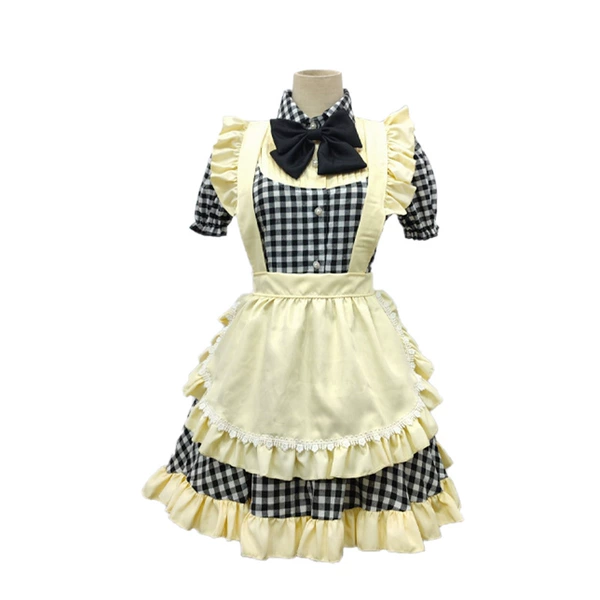 Black apron with bow, hair accessory