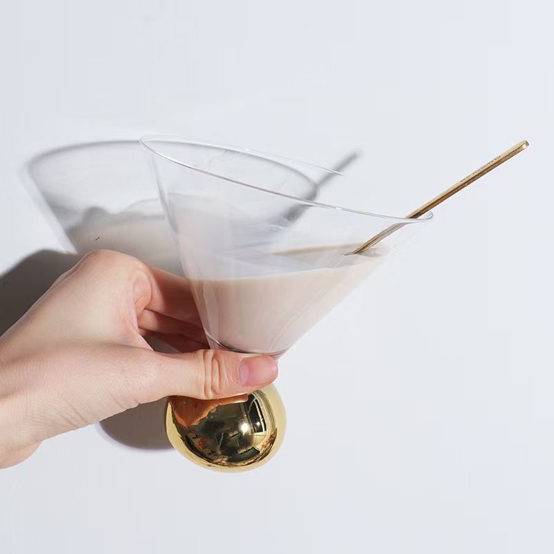 クリエイティブ金球カクテルカップ高颜値烈杯マティーニ円球ベースガラス杯透明グラス|undefined