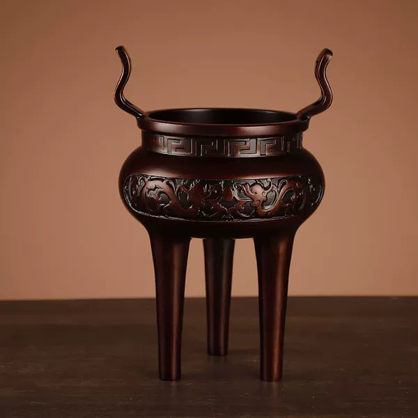 Tall tripod--handmade yellow bronze (height 19CM)