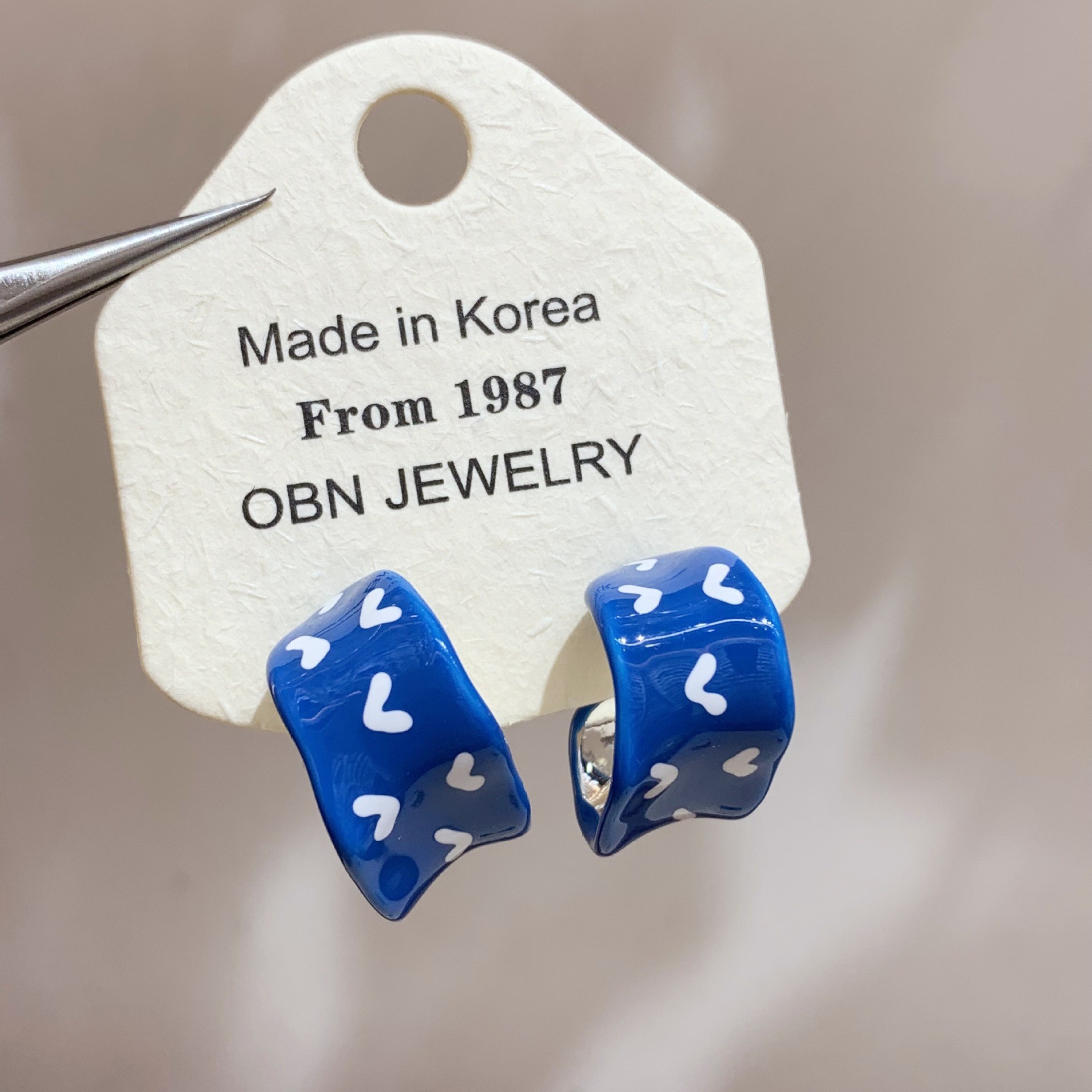 H0624B 블루 C자형 귀걸이