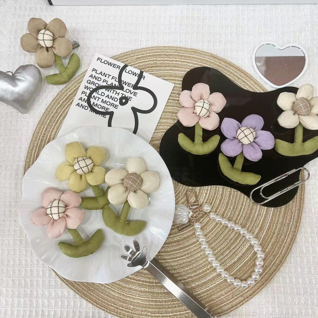 可爱立体花朵布艺充棉配件向日葵包包服装辅料半成品配饰批发