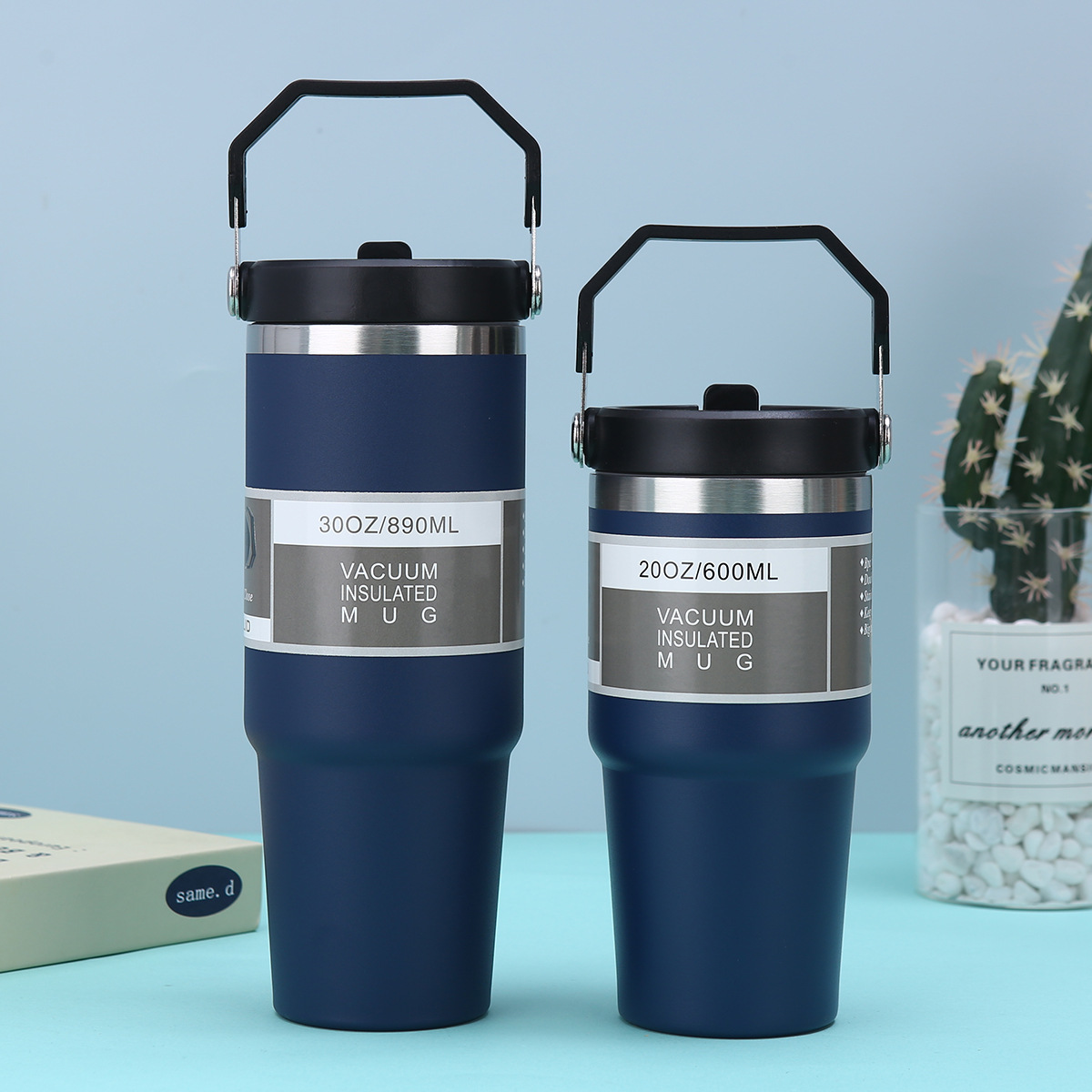 30oz de acero inoxidable portátil taza de automóvil vacío doble taza de hielo de gran capacidad con paja taza de aislamiento de alto valor nominal