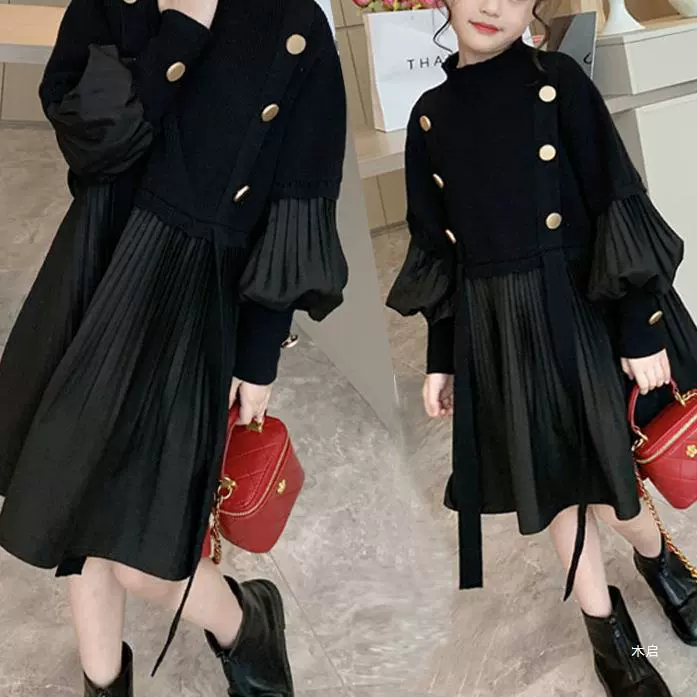 Осеннее дизайнерское связанное детское платье, для подростков, стиль Chanel, тренд сезона