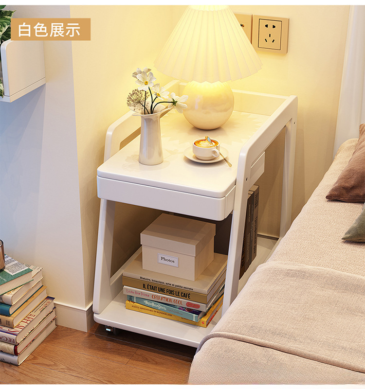 实木边几家用客厅多功能茶水柜卧室床边柜省空间可移动沙发小茶几|undefined