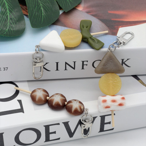 Fun simulated food PVC oden food pendant bag pendant creative gift accessories key ring buckle