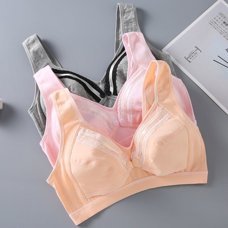 Summer Thin Pure Cotton Nursing Bra with Front Buckle Large Size Bra for Pregnant Women Special Postpartum Mother Breastfeeding Bra