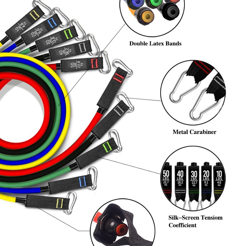 TPE11 set tensión cuerda banda de tensión cuerda elástica látex tensión dispositivo 200 libras 150 libras resistencia traje