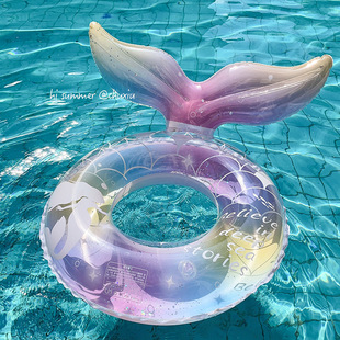 Swimming Ring Parent-Child Mermaid Children's Armpit Ring Internet Celebrity Adult Transparent Thickened Sequin Buoyancy Lifebuoy