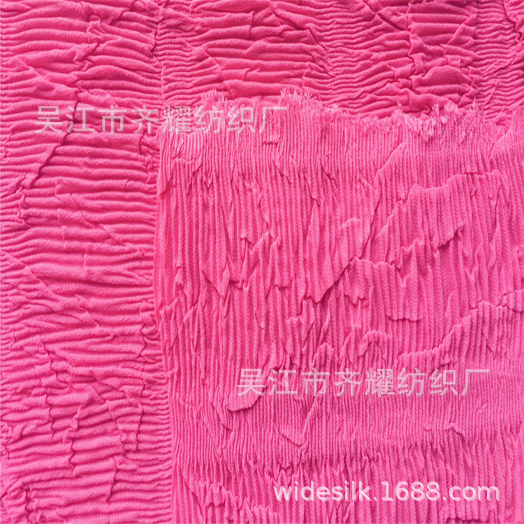 不规则压绉弹力钢丝绉仿真丝烫金烫银闪光雪纺面料