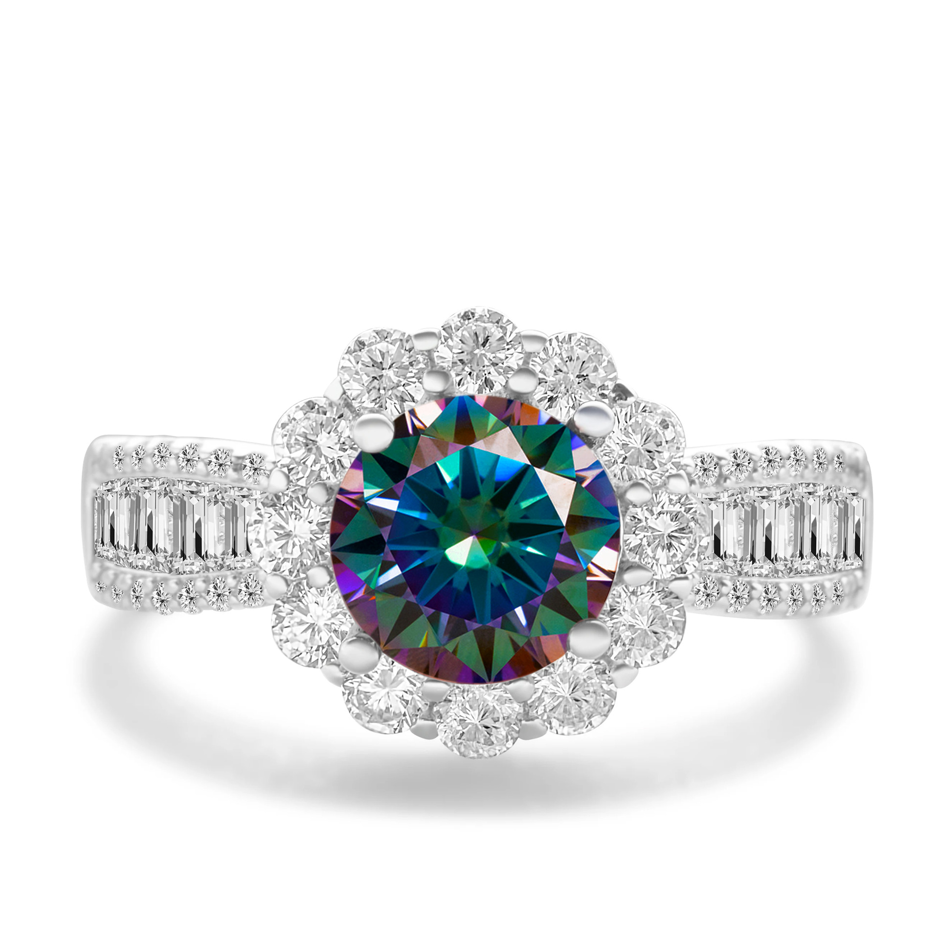 2CT anillo de piedra de mosaico de color de plata esterlina S925 cinturón de plata GRA certificado de mosaico de comercio electrónico transfronterizo anillo de venta caliente para mujeres