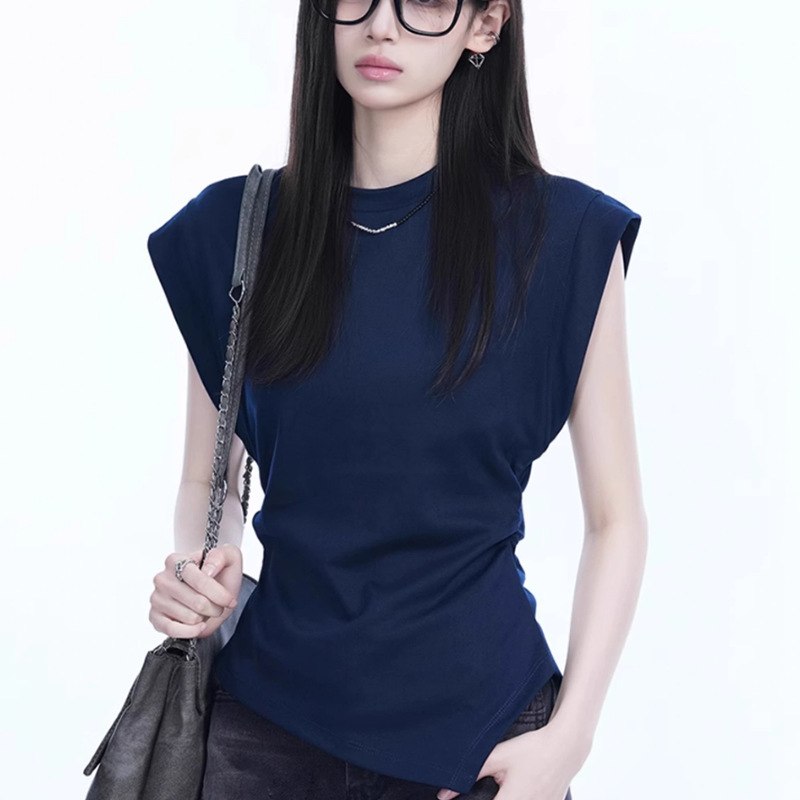 夏の新しい純粋な欲望スタイルのホットガールコットン半袖Tシャツ女性用、シックなスリムフィットで多用途なデザイントップス女性用|undefined