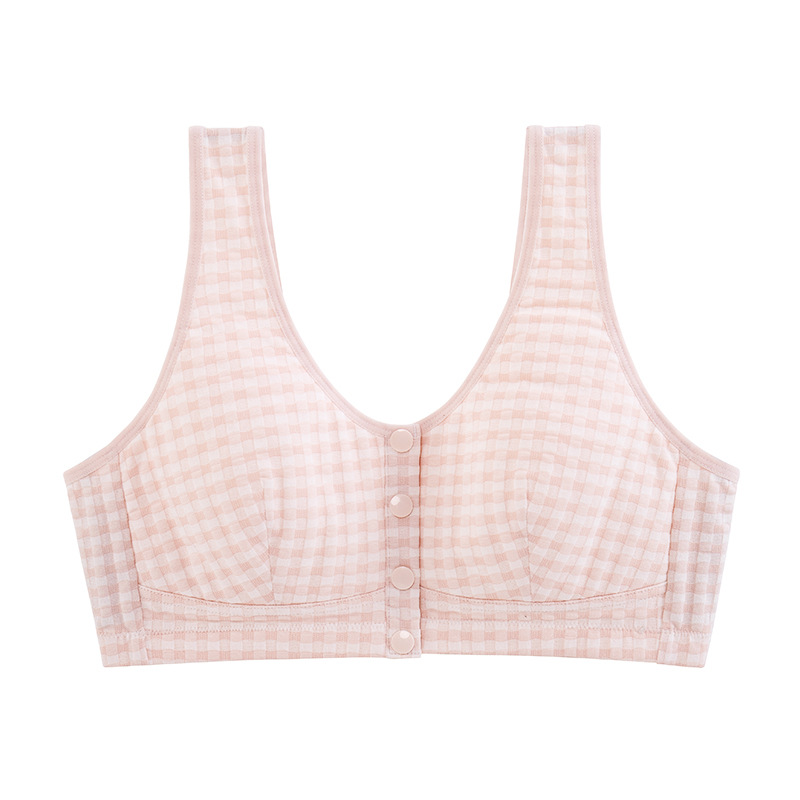 Ropa interior de la madre Sujetador de hebilla frontal para mujer Sujetador de talla grande para mujer Ropa interior de mediana edad y ancianos Estilo Chaleco delgado de verano sin anillo de acero