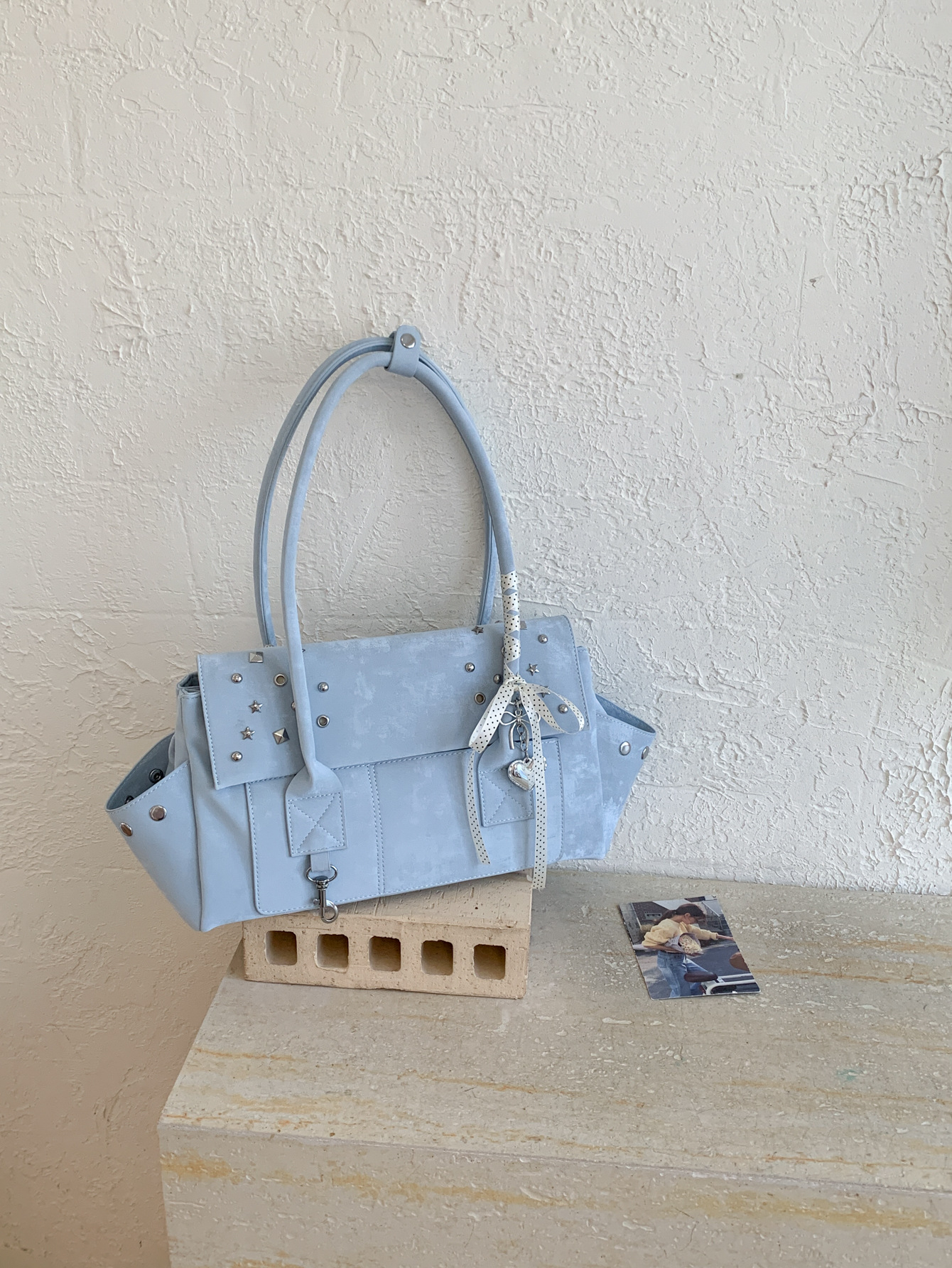 Retro Large Capacity Women's Bag 2026 New Casual Single Shoulder Underarm Bag Textured Studded Commuter Boston Bag Trendy - Thumbnail 7