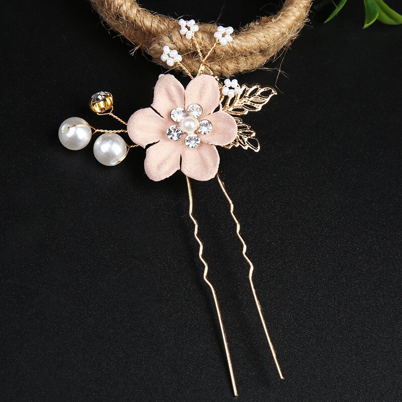 クロスボーダーの金色の葉の髪の櫛の髪の飾りの手作りの花嫁のセットの頭の飾りの花の挿し木の髪のヘアピンの花嫁の装飾品|undefined