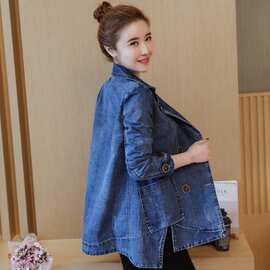 实拍 2023春秋牛仔外套女中长款百搭韩版显瘦宽松休闲风衣新款