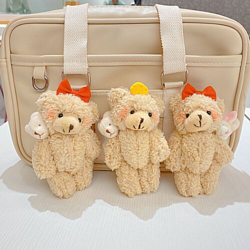 Creative handmade blush bear pendant cute plush doll cartoon jointed bear claw machine doll bag keychain