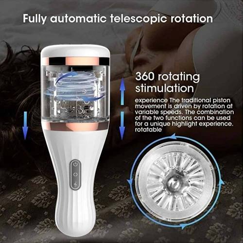 Tibeb Battle Wolf Automatic Rotating Smart Voice Simulation Transparent Channel Penis Head Trainer