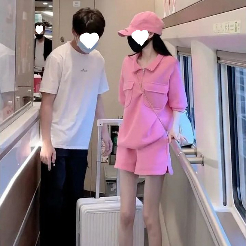 运动休闲套装女夏季显瘦小个子炸街时尚减龄短袖短裤两件套洋气潮|undefined