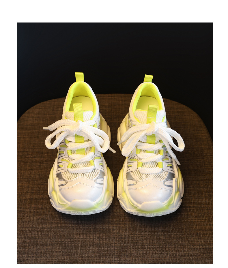 Giày sneaker nữ đế dày chunky tăng chiều cao lưới thoáng khí — màu trắng chi tiết 18