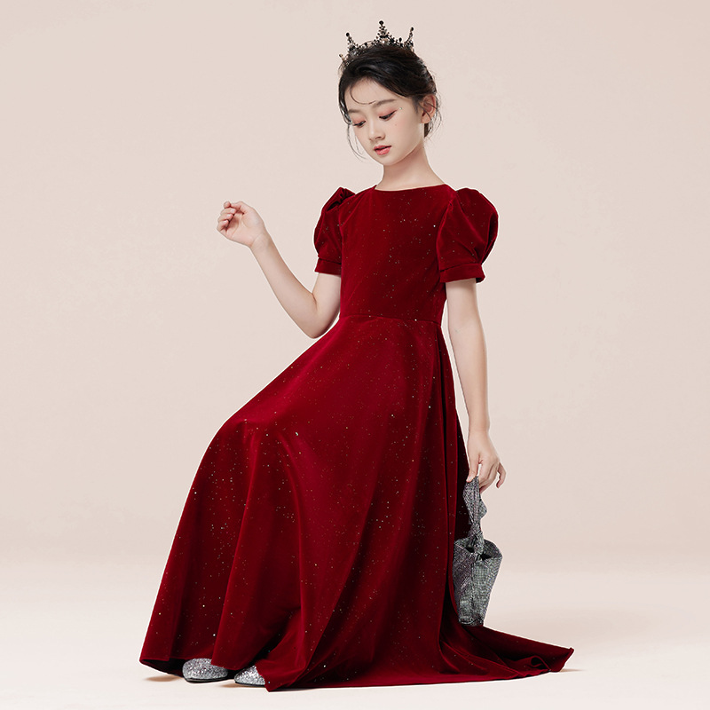 Vestido de un año para niños, traje de piano, niña burdeos, vestido de princesa, niña de las flores de la boda, niña anfitriona