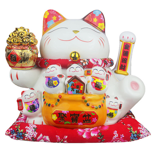Wholesale waving hand lucky cat ornaments electric fortune cat large shop cashier home opening gift automatic