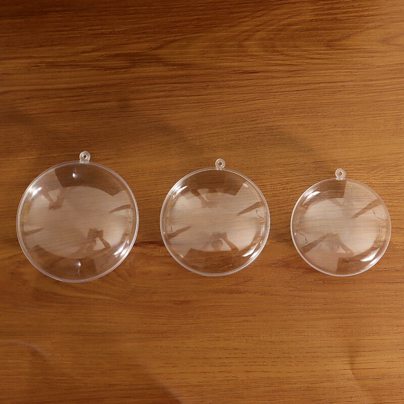 Flat ball plastic ball Christmas photo ball plastic transparent ball Christmas ball festive decoration supplies flat round ball candy box