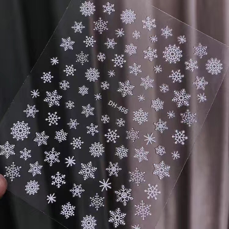 Internet Celebrity Snowflake Nail Art Stickers Flat with Adhesive Backing White Christmas Snowflake Decals Nail Stickers Accessories Dh Style