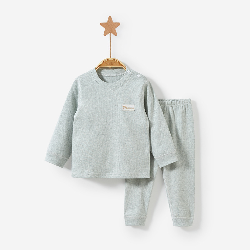 Conjunto de ropa interior para niños, primavera y otoño, ropa básica de algodón puro para bebés, niñas y niños, ropa de otoño para bebés con entrepierna abierta, top y pantalones separados.