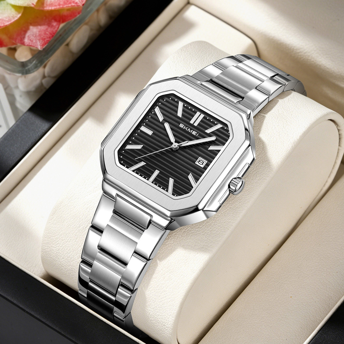 Momento de pareja de acero reloj de cuarzo multicolor impermeable relojes comerciales regalos personalizados fábrica de stock transfronterizo