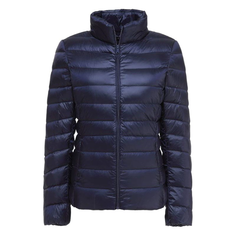 Пуховик Женский легкий корейский стиль с вертикальным воротником, короткий корейский стиль, очень большой белый утиный пух, трансграничный, оптом, модный K-8711