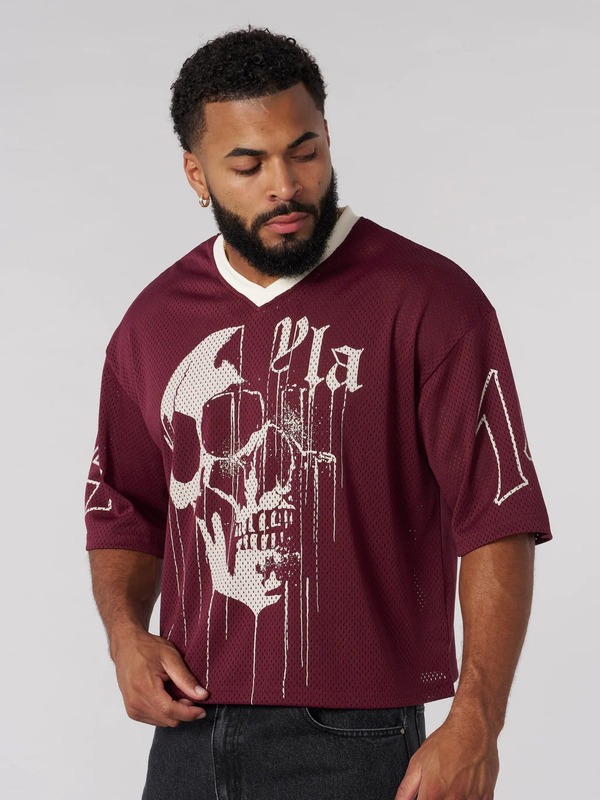 YOUNGLAアメリカン潮牌超大型tシャツ男性運動フィットネス速乾通気性大メッシュプリント半袖上着|undefined
