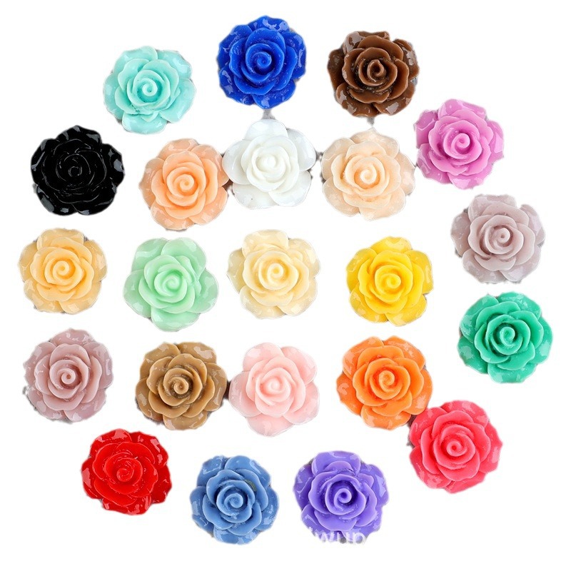 バラの花の樹脂の部品の髪飾りのbbクリップの材料のDIYクリームの携帯のケースの穴の靴のDIYの花
