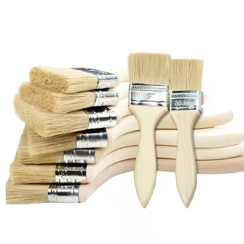 Traje al por mayor engrosada mango de madera de todo tipo de cepillo de pintura marina cepillo industrial barbacoa cepillo decoración del hogar herramientas pintura marrón cepillo