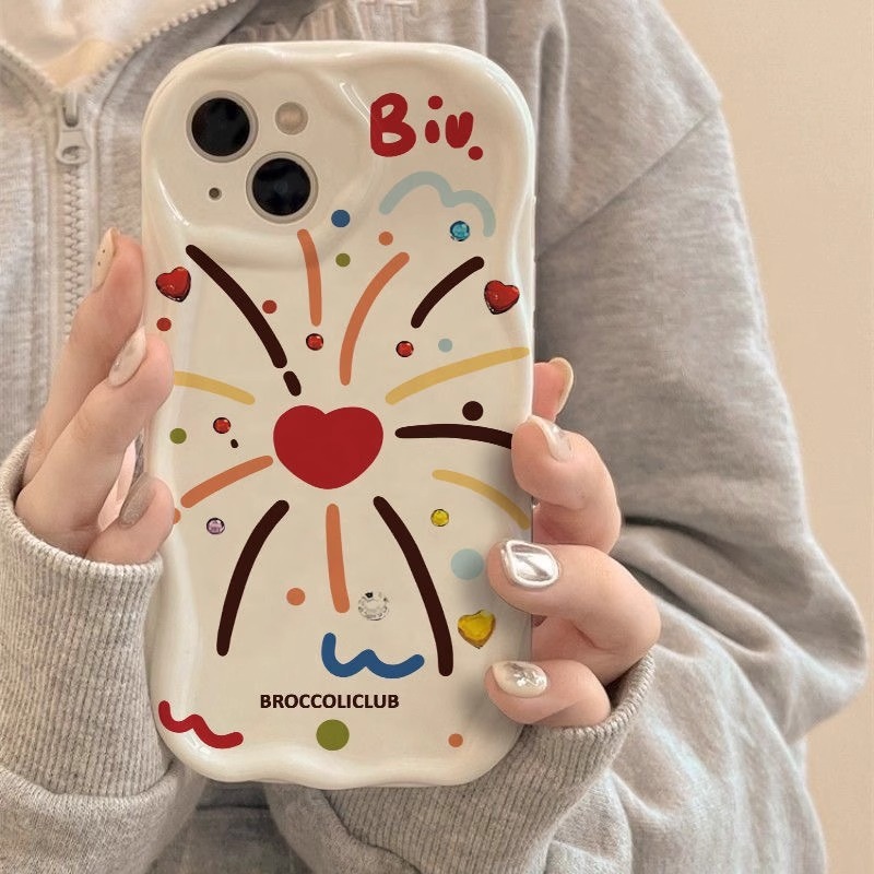 ハートフレイム花火はXiaomi 15PRO携帯電話ケースCIVI3クリームレッドRice Note14クールK70 Extremeに適しています。|undefined