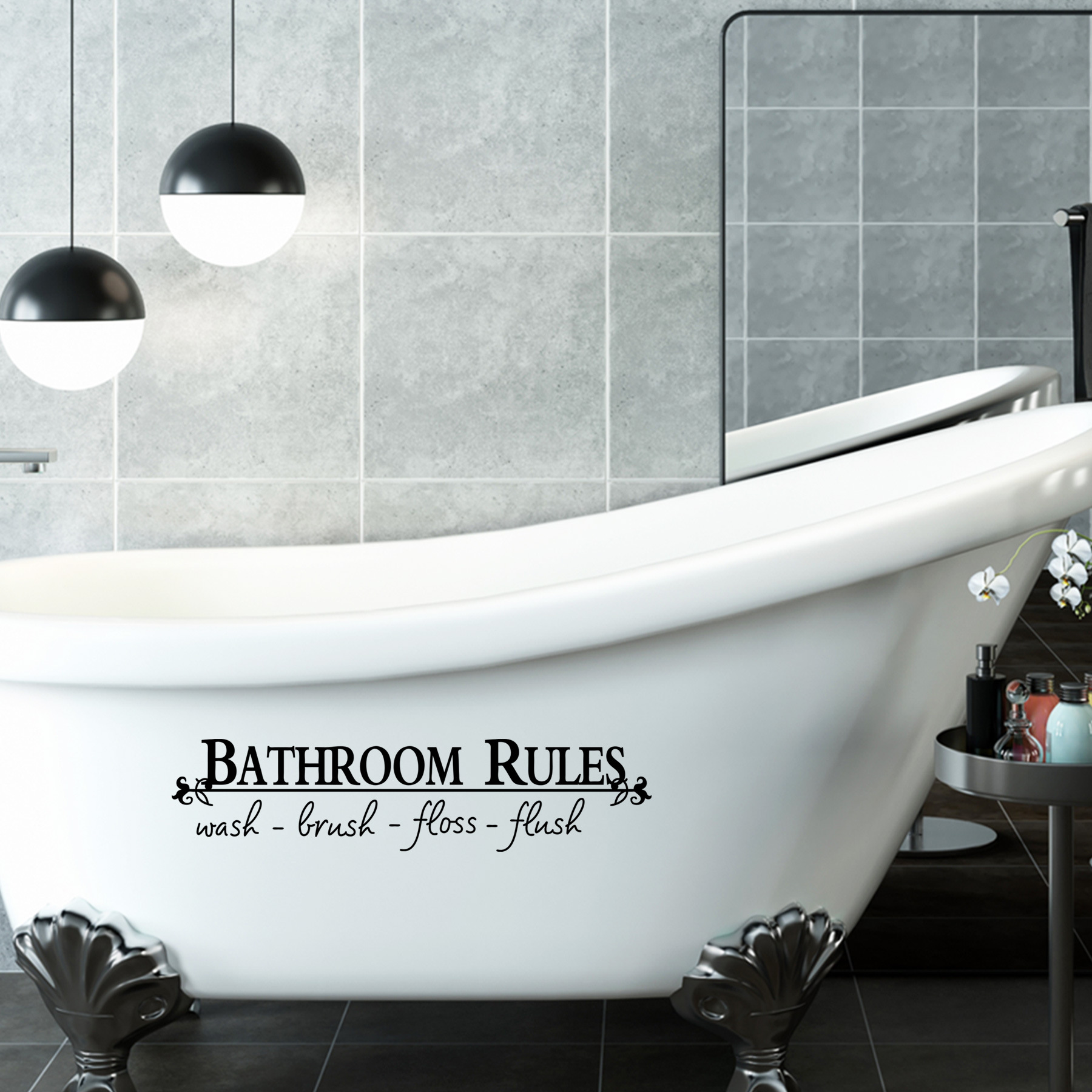 Bathroom rules浴室贴纸跨境可移除浴缸卫生间装饰墙贴纸PH2355