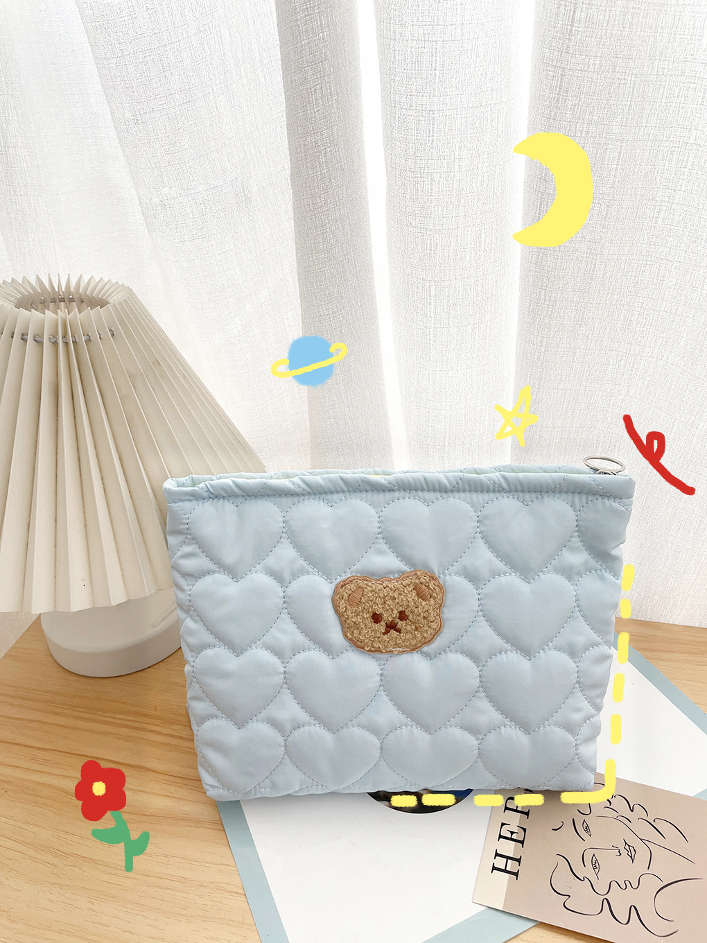 퀼트 러브 베어 메이크업 백-블루