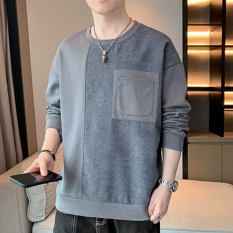 Трансграничная оптовая продажа 2024 Весна и осень Новый мужской свитер Универсальный Молодежный красивый Комплект футболок с длинными рукавами цельная доставка