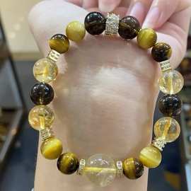 【金霸大综合】天然黄塔晶金虎眼石黄水晶设计手链女款手串首饰