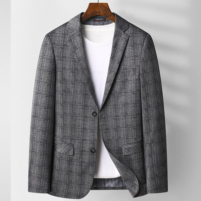 英吉布鳥西裝2021年春秋季新款男裝青年男士韓版修身格子西服