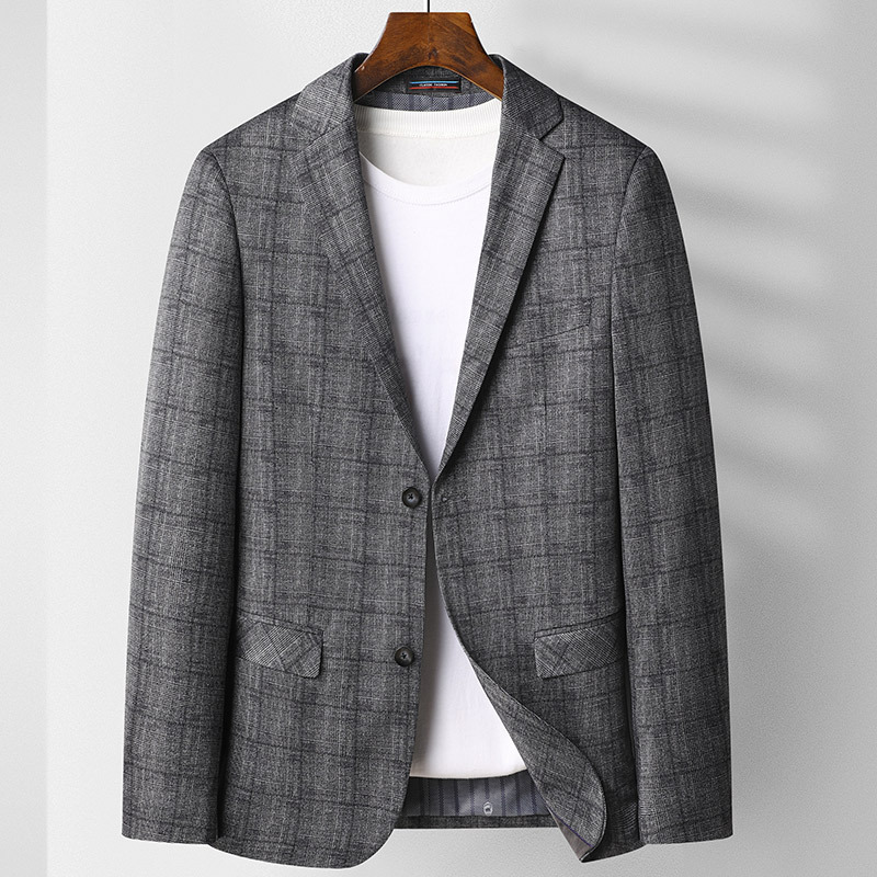 英吉布鳥西裝2021年春秋季新款男裝青年男士韓版修身格子西服