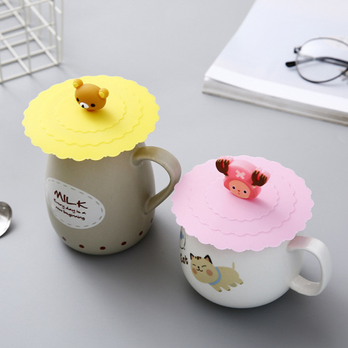 Cartoon Silicone Cup Cover Universal Mug Ceramic Cup Lid Sealing Dustproof Round Glass Cup Tea Cup Cover Heat Resistant