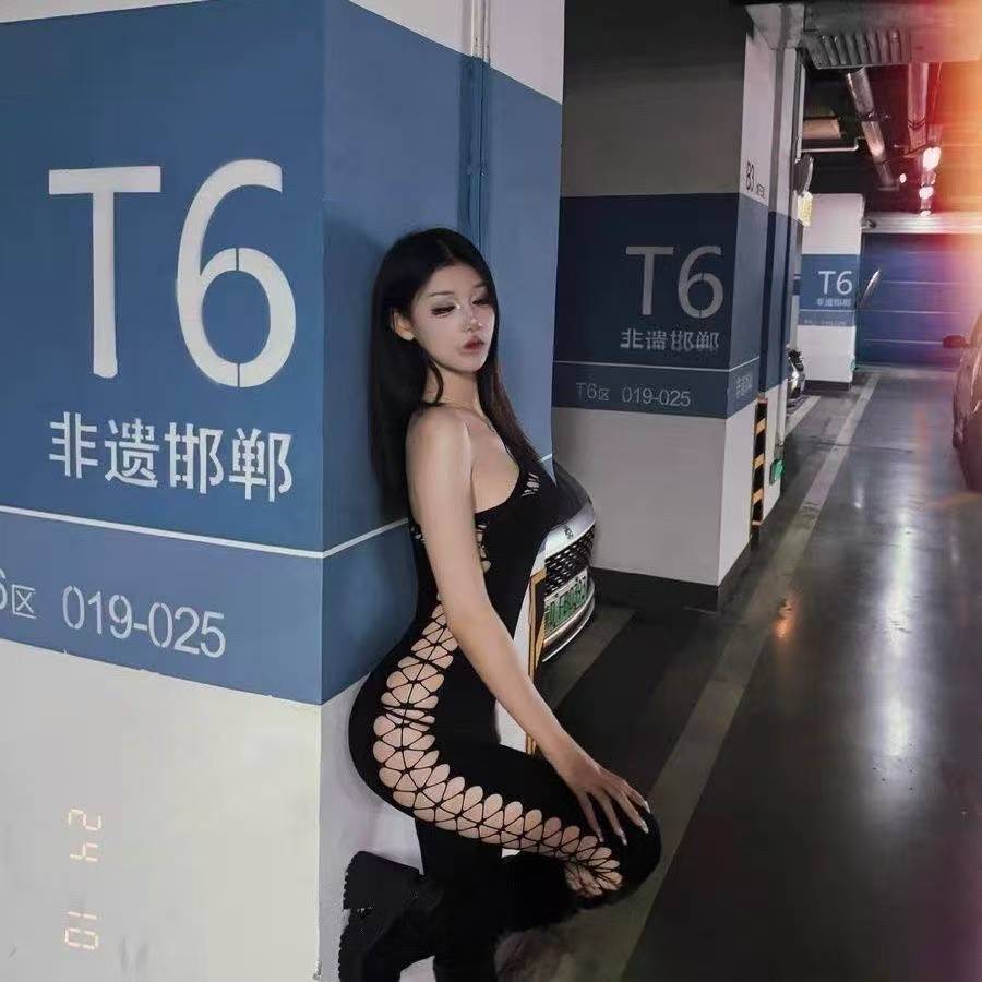 One-Shoulder Cut-Out Bodysuit, Black Mesh Polyester Jumpsuit, Asymmetrical Roleplay Outfit — detail image 5