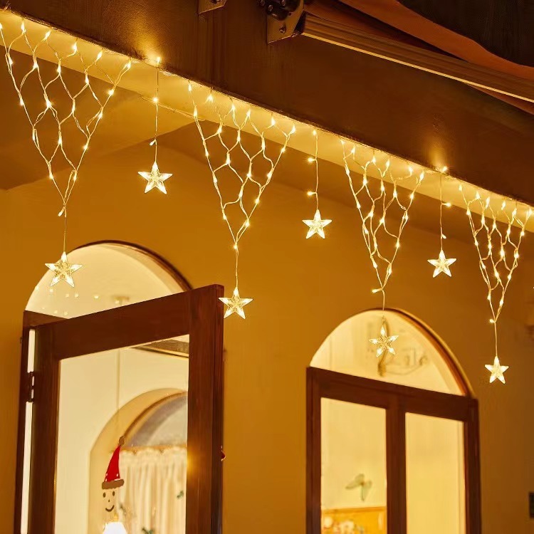 国境を越えた新しい屋外防水 LED クリスマスライト三角形漁網アイスストリップカーテンライト雰囲気星空ライト|undefined