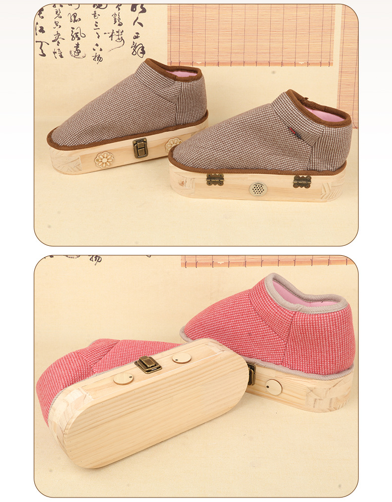 Moxibustion Shoes Solid Wood Foot Warming Moxa Box with 54 Moxa Sticks for Winter Foot Therapy in use